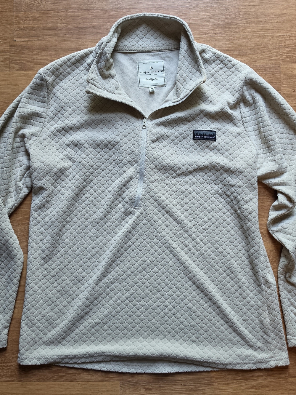 Simply Southern Women's Cream Quilted Half-Zip Pullover